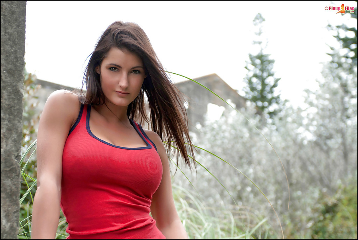 Brunette Euro Babe Emma Twigg Freeing Large Natural Tits
